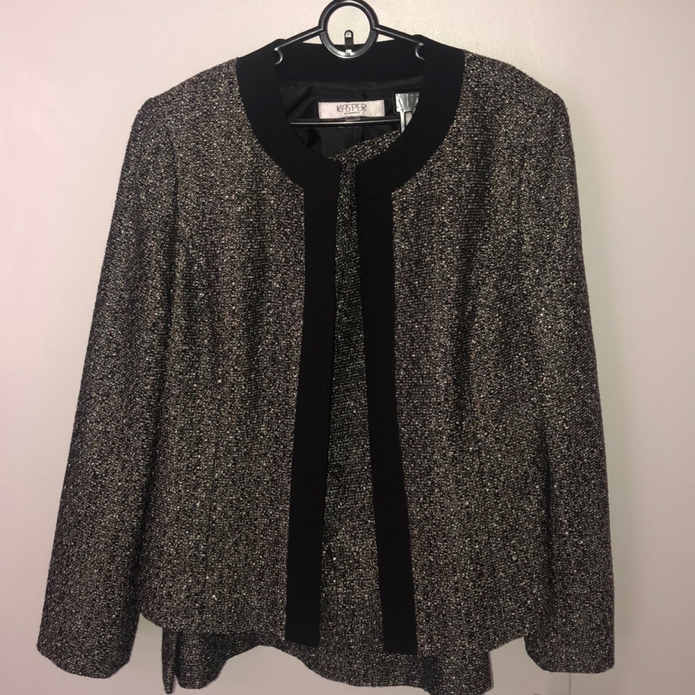Black and white suit with skirt and blazer